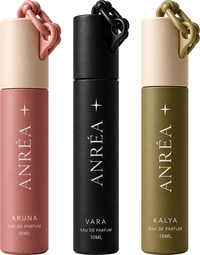 ANRÉA ARUNA, VARA and KALYA eau de parfum bottles, 10ML